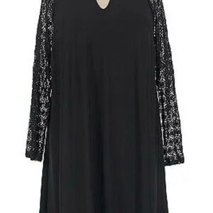 Elegant Black Dress with Lace Sleeves